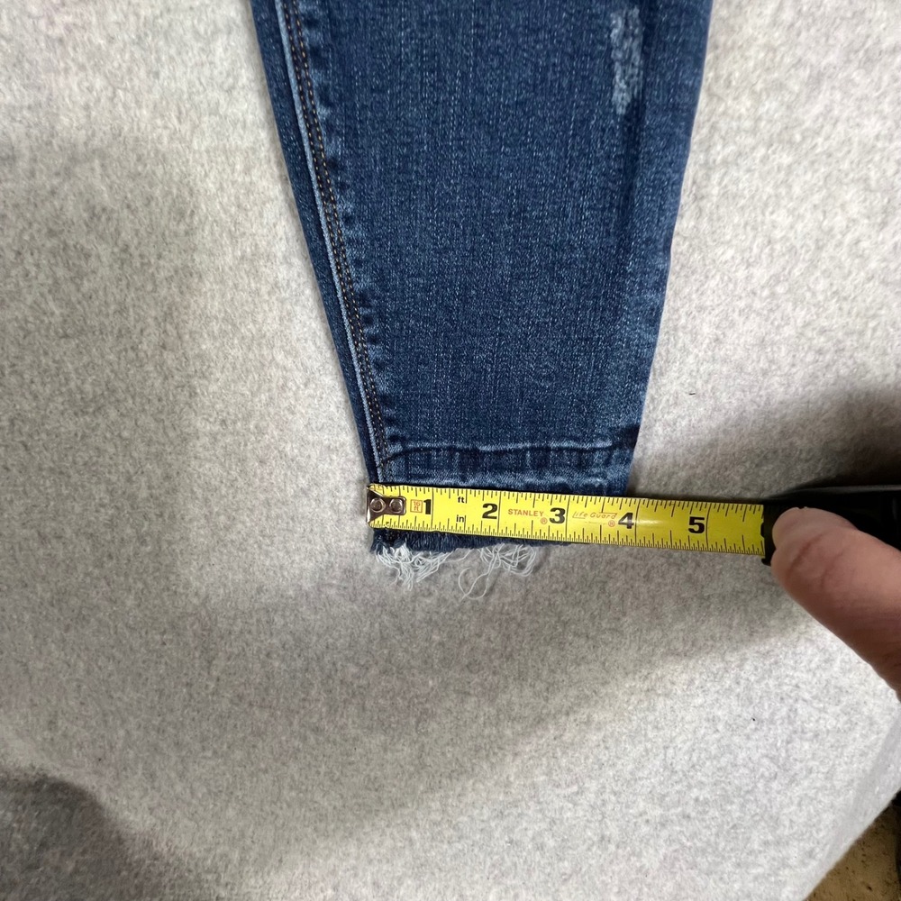 Spanx Womens‎ S Ankle Skinny Jeans Dark Blue Wash Distressed Raw Hem Small - Picture 6 of 9